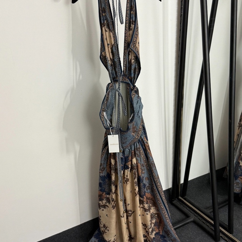 Zimmermann Deep V-Neck Backless Halter Dress 1 - Picture 2 of 7